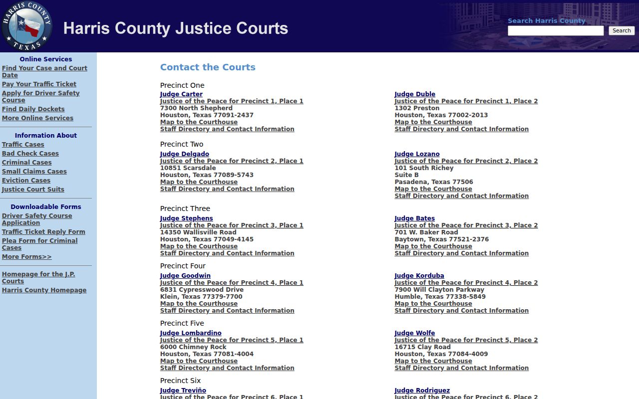 Harris County bench warrant routing by Justice Court