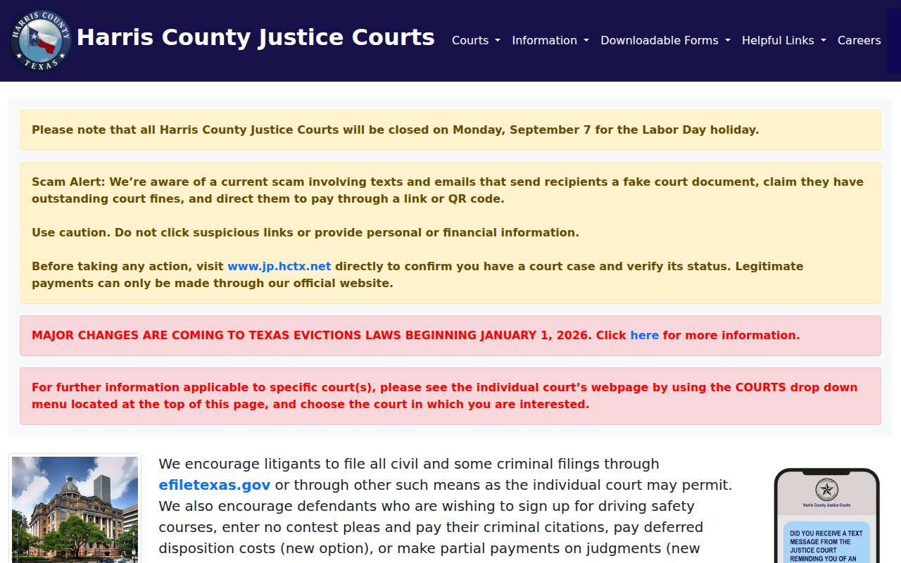 Harris County bench warrant and capias Justice Court resources